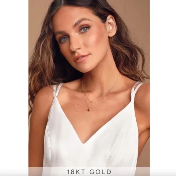 NWT SHASHI Luna Lariat 18KT Gold Layered Necklace - Picture 7 of 7